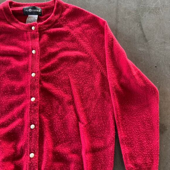 Red button cardigan by Sag Harbor size medium - Picture 2 of 4